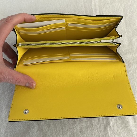 Celine Continental Large Black with Yellow Interior Snap Wallet - Picture 6 of 11